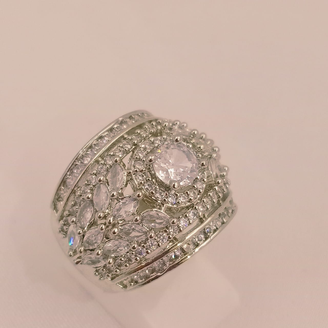 Silver Diamond Cut Adjustable Ring