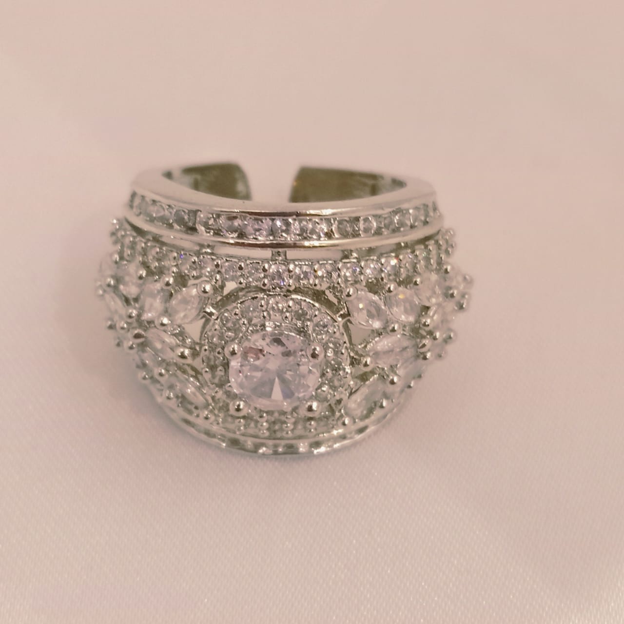 Silver Diamond Cut Adjustable Ring